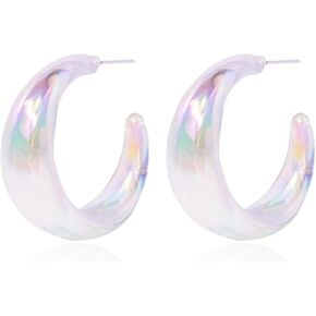 Big Colorful Acrylic Earrings For Women Irregular Large Hoop Earring Iridescent Clear Tear Drop Earrings Jewelry