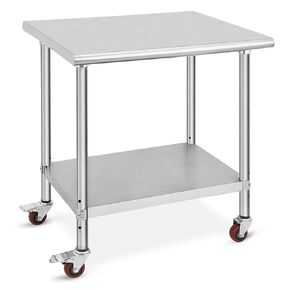 Garvee Stainless Steel Work Table, 36x24x35 Inch Metal Trolley Heavy Duty Double Tier Workbench, Food Preparation Stainless Steel Table for Kitchen Restaurant Commercial Workstation, NSF Certificated