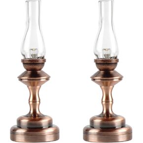 Waldosia 2PCS 1:12 Scale Dollhouse Miniature Antique Copper Hurricane Lamp