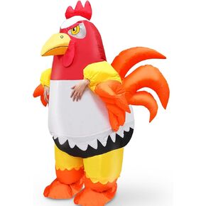 Halloween Chicken Inflatable Costume Adult Funny Full Body Rooster Blows Up Costume for Men Women Halloween Cosplay Party