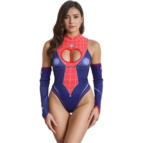 Women's Superhero Costume sleeve cover Alluring Heart Cutout Halloween Cosplay Parties outfit