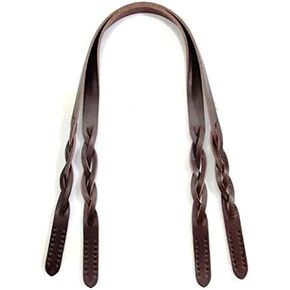 24.9" byhands Genuine Leather Braid Style Shoulder Bag Strap/Purse Handles, Brown (40-6301)