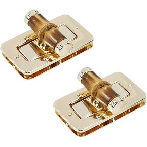 Twist Locks Gold Turn Lock Clasp Rectangle Purse Closure Clutches Locks, 2 PCS,for DIY Craft,Wallet, Handbag Making (1.69" x 0.98")