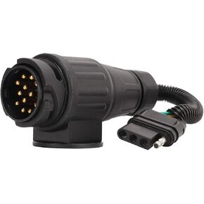RV Trailer Plug Adapter - 13 Pin EU Round to 4 Pin US Flat Converter for European to Trailer Conversion