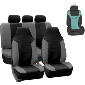 FH Group Car Seat Covers Full Set Royal Seat Cover-Universal Fit GRAY BLACK,Automotive Seat Covers1-Piece Front Seat Covers,Airbag Compatible,Split Bench Rear Seat Covers,Car Seat Cover for SUV, Sedan