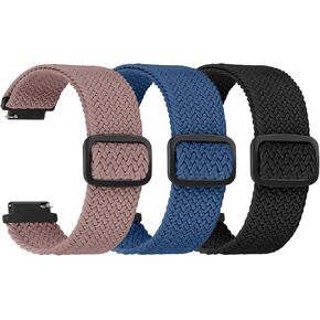 3 Packs Elastic Braided Bands 16mm 18mm Quick Release, Adjustable Stretchy Bands Elastic Sport Wristbands for Women Men