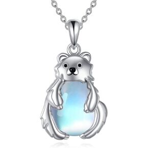 Hancock Polar Bear Necklace Sterling Silver Moonstone Bear Pendant Jewelry Animal Gifts for Women