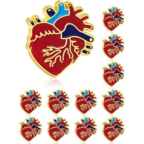 Tichso12/25/50/100 pieces Red dissected Heart enamel lapel pin Heart Disease Awareness pin for doctors nurses promote charity fundraiser Heart Day Souvenir gift badge bulk