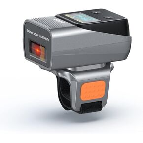 Eyoyo ماسح الباركود الدائري القابل للارتداء بتقنية البلوتوث مع شاشة عرض، قارئ قارئ رمز شريطي صغير لاسلكي للإصبع متوافق مع iPad iPhone Android، استخدام اليد اليسرى واليمنى، مسح ضوئي سريع ودقيق in Kuwait