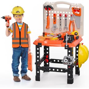 Kids Tool Bench - Toy Workbench with Storage Box,4 in 1 Kids Tool Set with Electric Drill Toy Tool Accessories 90pcs Pretend Play Construction Toy Educational Gift for Kids 3-5,4-8 in Kuwait
