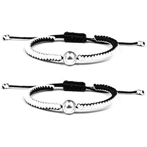 Caiyao 2Pcs Handmade Braided Adjustable Baseball Football Rugby Bracelets Sports Ball Wax Rope Bracelets with Baseball Beads for Couples Friendship Inspirational Sports Team Fans Jewelry Gifts