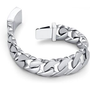 Urban Jewelry Massive 316L Stainless Steel Silver Color Link Chain Bracelet 8.3 Inches