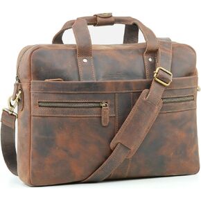 Handmade World Leather Laptop Briefcase Bag For Men 'The Eminent' Fits 17 Inch Computer Messenger For Business Office Work Slim Bag