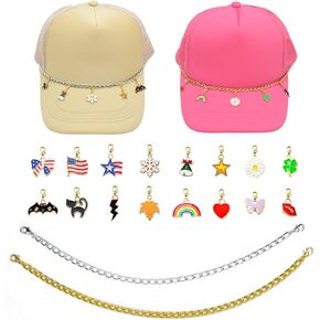 Trucker Hat Chains Interchangeable Charms Clip on Charm for DIY Trucker Cap Mesh Baseball Cap Decoration