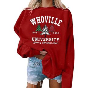 جامعة Whoville البلوز المرأة عيد الميلاد الجاموس منقوشة شجرة الجرافيك قمصان حفلة عيد الميلاد عيد الميلاد