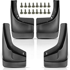 YHTAUTO Set of 4 Mud Flaps Splash Guards Accessories Replacement for Chevrolet Silverado 1500 2500 HD 3500 Tahoe & GMC Yukon Sierra, with Factory Fender Flares, Front and Rear LH RH, Black
