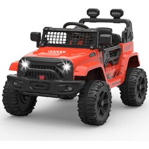 Ride on Truck Car 12V Kids Electric Vehicles with Remote Control Spring Suspension, LED Lights, Bluetooth, 2 Speeds
