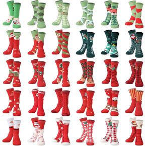 EBOOT 30 Pair Women Christmas Sock Bulk Winter Unisex Crew Sock Funny Novelty Colorful Holiday Sock Xmas Gift 30 Style
