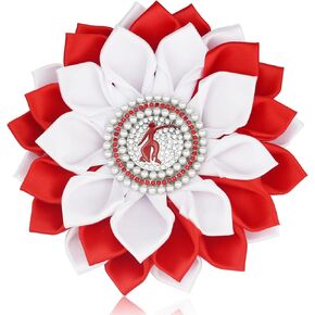 Pearl DST Brooch Pin for Women Greek Sorority Gift 1913 DST Gift Paraphernalia Jewelry Satin 5.5" Flower Sorority Brooch Pin for Clothing Bag