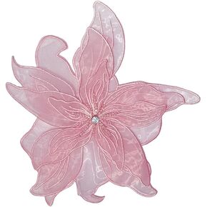 Exaggerated Organza Fabric Flower Brooch Pin for Women Girls Fashion Dainty Layered Big Beaded Corsage Boutonniere Brooches Lapel Pins Delicate Wedding Birthday Holiday Dress Accessories Jewelry Gift