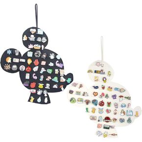 2 Pack Hanging Brooch Pin Organizer Enamel Pin Display Cute Cartoon Shape Brooch Pin Display Storage Holder for Brooch Pin(Without Accessories) (black+beige)