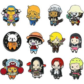Anime Cute Onepiece Enamel Pins - Kawaii Character Brooches Metal Badges, Pins for Backpack Clothes Hat Jacket, 4Pcs/Set