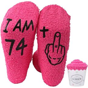 Funny 75th Birthday Gifts Socks for Women, Wife, Grandma or Mother,Fun Fuzzy Socks for Her 75 Years Old,Christmas