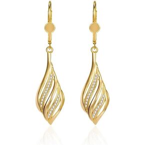 Dangle Sparkling Chandelier Tassel Earrings Drop Statement Long Dangly Dangling Sparkly Rhinestone Jewelry for Wedding Party Prom or Any occasion Gold,Spiral Teardrop