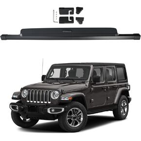 Retractable Rear Cargo Cover Compatible with Jeep Wrangler JL 2018-2023 Retractable Cargo Security Waterproof Shade Cover Rear Cargo Security Shade Cover Black Privacy Screen