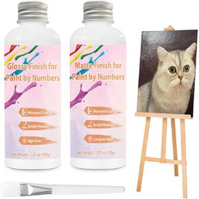 INNOVAYOU Painting by Numbers Varnish 200g, Non-Yellowing Anti-Crazing Matte&Gloss Effect Adult Paint by Number Kits on Canvas Varnish, Paint by Number Adult Varnish Permanent Protection (with Brush)