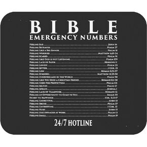 God Jesus Mousepad Christian 9" Mousemat Bible Emergency Hotline Numbers Cool Christian Office Poster s Black Computer Mouse mat Mouse Pad