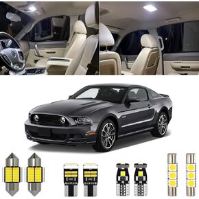 7 Piece 6000K White Interior LED Light Kit Package Compatible with Ford Mustang 2010 2011 2012 2013 2014, with Placement Diagram and Install Tool