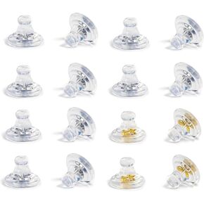 CAFFTI Silicone Earring Backs | 8 Pairs/16 Pcs Rubber Earring Backs for Studs & Droopy Ears | Hypoallergenic No-Irritate Tape Earring Backs | Clear Earring Backs