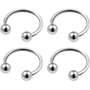 MATIGA 4Pcs Surgical Steel 18 gauge horseshoe hoops Piercing Jewelry Helix Cartilage Septum Tragus Rook 3mm Ball Cone More Choices