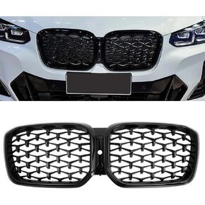 شبكة أمامية لشبكة الكلى، شبكة أمامية متوافقة مع 2022 2023 2024 BMW X3 G01 X4 G02، شريحة مزدوجة، أسود لامع