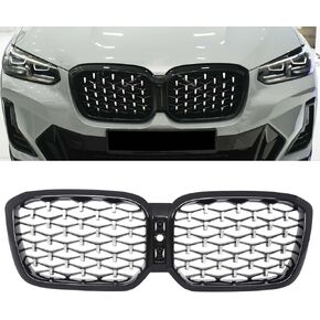 Front Grill Kidney Grille Front Hood Grille compatible with 2022 2023 2024 BMW X3 G01 X4 G02, Double Slat, Gloss Black