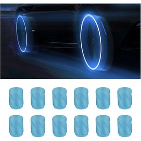 Fluorescent Car Tire Valve Stem Caps, Glow in The Dark Stem Covers, Waterproof Corrosion Resistant, Luminous Illuminated Auto Wheel Air Valve Caps, Universal for Car SUV Truck (Orange/Red)