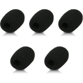 kwmobile Microphone Foam Covers (Set of 5) - 1.8x0.9x0.5 inches (4.8x2.4x1.2 cm) Windscreen Protective Pop Filter Pack for Microphones - Black
