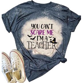 Teacher Halloween Shirt for Women Hocus Pocus Tshirts Funny Graphic Tee Tops Teacher Outfit