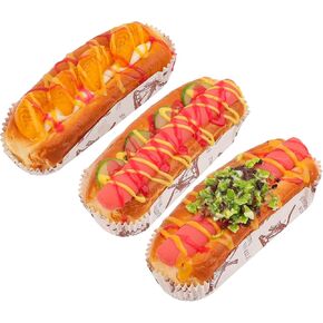 Framendino, 3 Pack Artificial Hot Dog Bread Fake Realistic Food Bread Simulation Bread Decoration Model Kitchen Photo Props