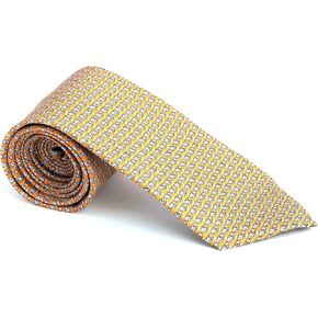 Men's 100% Silk Neckties Whale Printed Tie (Yellow)