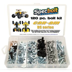 120 قطعة Specbolt CAN AM Bombardier ATV Bolt Kit: DS، Sport، Mud، Recreation، Utility، Renegade، Outlander Max، X، & MR Traxter XL XT، Quest، Rally، Sarasota، 50 70 90 175 250 330 400 450 500 650 800 1000