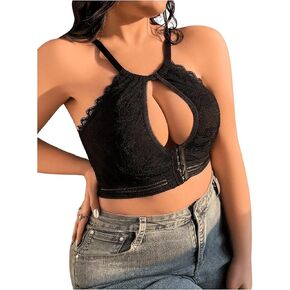 SOLY HUX Women's Plus Size Bras Lace Wireless Bra Cut Out Front Closure Bralette