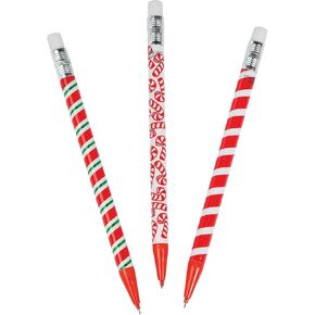 Fun Express Candy Cane Mechanical Pencils for Christmas - Set of 24 - Classroom Supplies and Stocking Stuffers