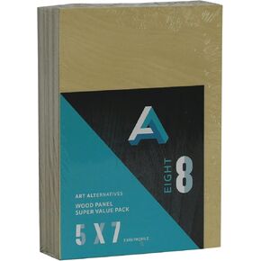 Art Alternatives Wood Panel Super Value Pack, Uncradled, 5" x 7", 8/Pkg. - MDF Double Sided