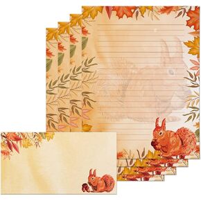 Stationery Set, Cute Squirrel Design Lined Letter Writing Stationary paper and