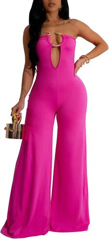Womens Sexy Jumpsuits Snake Sleeveless Top Long Pants Solid Color Summer Going Out Jumpsuits in Saudi Arabia