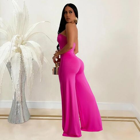Womens Sexy Jumpsuits Snake Sleeveless Top Long Pants Solid Color Summer Going Out Jumpsuits in Saudi Arabia