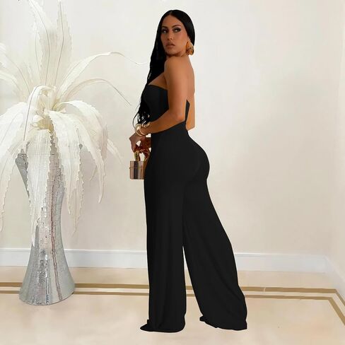 Womens Sexy Jumpsuits Snake Sleeveless Top Long Pants Solid Color Summer Going Out Jumpsuits in Saudi Arabia