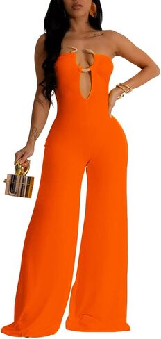 Womens Sexy Jumpsuits Snake Sleeveless Top Long Pants Solid Color Summer Going Out Jumpsuits in Saudi Arabia
